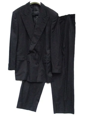 Traje Hickey Freeman 43L Lana Cachemira Doble Pecho Rayas Pico Solapa Regent Foto 1 de 4