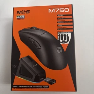 NOS M750 Wireless Lightweight Gaming Mouse With Charging Dock Black New & Sealed - Picture 1 of 5