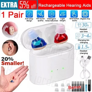 1 Pair Rechargeable Digital Hearing Aids In-Ear Invisible Sound Voice Amplifier - Picture 1 of 12