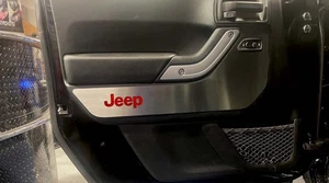 Door Badges Red Carbon Fiber Jeep Logo 4pc fits 2007-2018 Jeep Wrangler JK - Picture 1 of 3