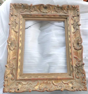 ANTIKER VIKTORIANISCHER GOLD VERGOLDETER HOLZ BILDERRAHMEN Gesso 21" PASST 10 X 13" - Bild 1 von 24