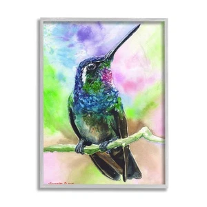 Stupell Industries Vibrant Hummingbird Perched Soft Tie-Dye, Design by George... - Picture 1 of 7