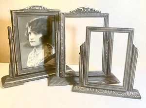 Vintage Art Deco Wooden Swivel Tilt Stand 1-4x6 & 2-5x7 Photo Frames (Set of 3) - Picture 1 of 24