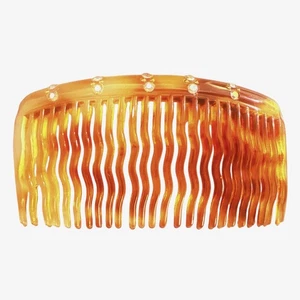 1950’s Vintage Tortoiseshell French Wavy Hair Comb w/ Rhinestones, Deadstock - Bild 1 von 5
