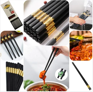 Anti-Mildew Alloy Chopsticks Household Non-Slip Hotel Restaurant Tableware Set - Picture 1 of 11