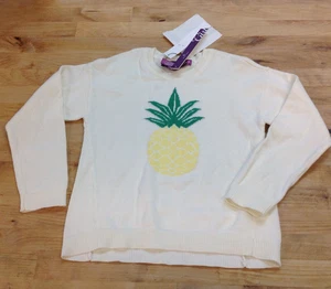 AQUA Girls Pineapple Cotton Sweater in White Size 4 - Picture 1 of 1