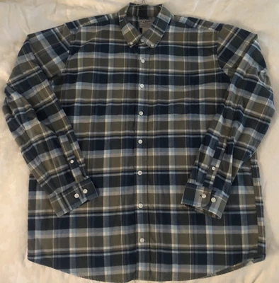 Camisa LL Bean Para Hombres L Alta Verde/Gris A Cuadros Ajuste Tradicional Bolsillo con Botones Foto 1 de 3