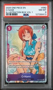 2025 ONE PIECE PROMOS ILLUSTRATION BOX VOL 1 #062 O-NAMI PSA 8 - Picture 1 of 2