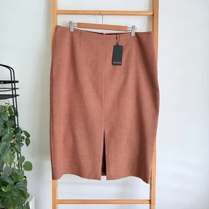 Basque Womens Pencil Skirt Size 16 Red Office Work Lined Slit - Picture 1 of 8