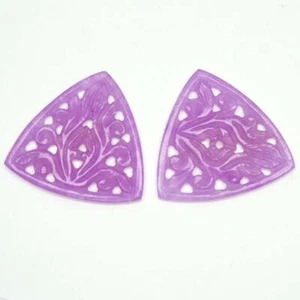 62.00 Natural Lavender  Agate Gemstone 41x41x3 mm handmade Gemstone Carving set  - Picture 1 of 4