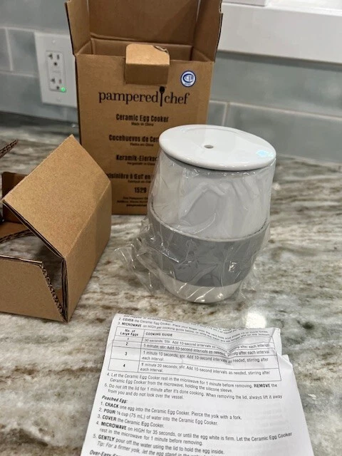 Pampered Chef Ceramic Egg Cooker New In Box - Image 1 of 4