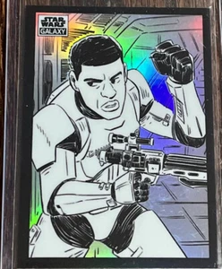 2022 Topps Chrome Star Wars Galaxy BLACK WHITE SP REFRACTOR FINN BV-87 - Bild 1 von 2