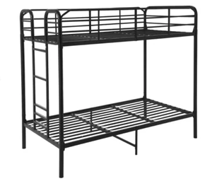 KIDS TWIN BUNK BED Metal Twin over Twin with Ladder and Guardrails, White/Black - Picture 1 of 11