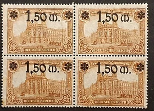 Germany Stamps 1920 1.5m on 1m Berlin GPO Rare Block of 4 MLH SG138 Mi 117 - Picture 1 of 3