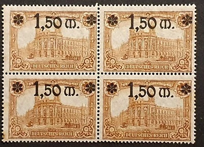 Germany Stamps 1920 1.5m on 1m Berlin GPO Rare Block of 4 MLH SG138 Mi 117 - Image 1 of 3