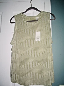 BRAND NEW SIZE XL WOMEN'S SLEEVELESS LIGHTWEIGHT PULLOVER PALE GREEN KNIT TOP - Picture 1 of 3