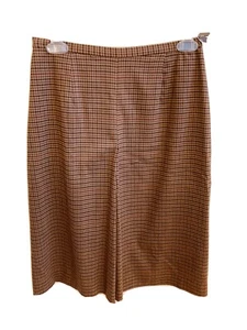NEW DAVID WARREN 6 Brown Green Pleated Checkered Burgundy Designer Womens Skirt - Picture 1 of 6
