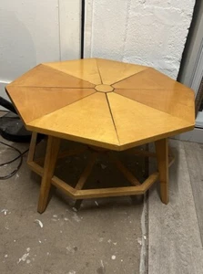 Vintage Art Deco Octagonal Coffee Table – Geometric Solid Wood – Rare Piece - Picture 1 of 21