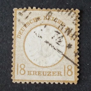 1872 Mi:2800,- MiNr. 28 Großer Schild 18 Kr. ockerbraun Ra3 KARLSRUHE Attest BPP - Bild 1 von 6