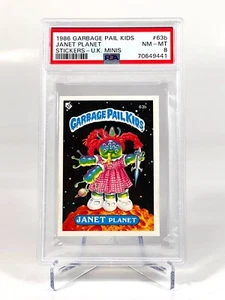 1986 Garbage Pail Kids Sticker JANET PLANET #63b UK Minis - RARE Near Mint PSA 8 - Picture 1 of 2
