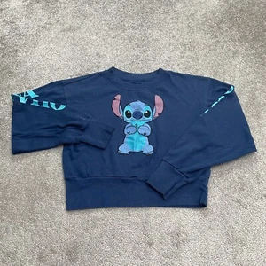 Disney Lilo & Stitch Graphic Pullover Sweatshirt Boys Kids Medium Blue Crew Neck - Picture 1 of 14