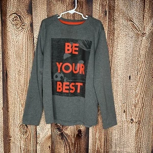 Lands' End Boy’s Athletic Long Sleeve Gray Top “Be Your Best” Soccer Med 10-12 - Picture 1 of 3