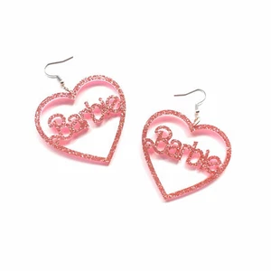 ⭐ Barbie Hot Pink Glitter Heart Earrings Dress up Jewellery + Tracking ⭐⭐ - Picture 1 of 6