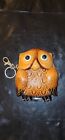 LEATHER OWL SHAPED COIN PURSE/BAG KEYCHAIN--WELL MADE