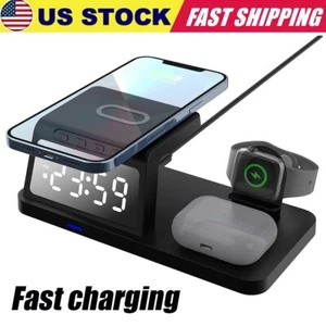 4 in1 Fast Wireless Charger Station Dock For Apple Watch iPhone 15 14 13 Pro Max - Picture 1 of 10