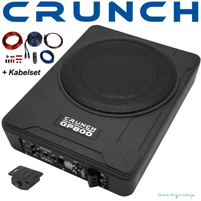 Crunch 20cm 200Watt + Kabelset Untersitz-Aktiv-Subwoofer Auto Verstärker GP800v2 - Bild 1 von 4