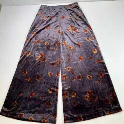 Anthropologie Pant Women Medium Velour Floral High Palazzo 32x32 Boho Core No - Image 1 of 4