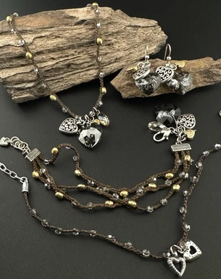 Brighton KARMA Heart Charm Necklace, Bracelet, Anklet and Earrings Set - Image 1 of 4