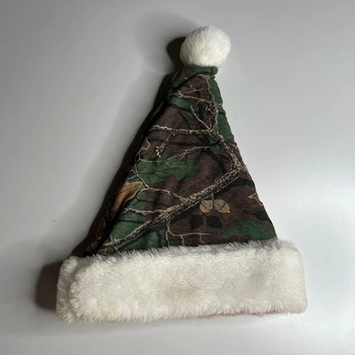 Винтажный камуфляж Санта шляпа лесной камуфляж Xmas праздник костюм отделки искусственного меха - Изображение 1 из 4