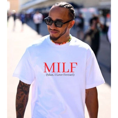 Camiseta Lewis Hamilton MILF Ferrari Unisex Motorsport Tee S-3XL Adulto Talla Foto 1 de 4