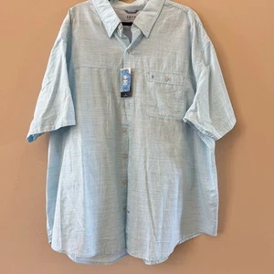 IZOD Men's Big and Tall Saltwater Dockside Short Sleeve Button Down Shirt 3XLT - Picture 1 of 15