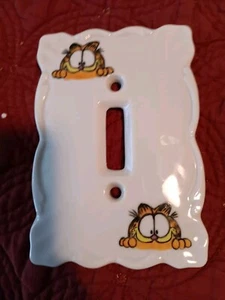 Vintage 1978 Garfield Cat Porcelain. Light Switch Plate Cover Jim Davis New - Picture 1 of 1