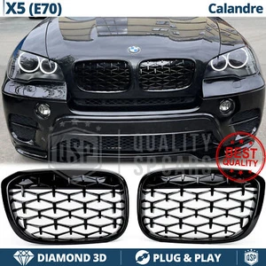 GRIGLIE Anteriori PER BMW X5 E70 Mascherine Nero Lucido Diamond Calandre Tuning - Foto 1 di 11