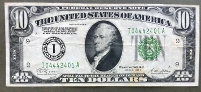 1928B $10 FRN [] MINNEAPOLIS [] FR 2002-I / DGS [] SN#  I 04442401 A - Image 1 of 3
