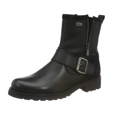 TBS women's €139.90rrp black leather boots **size EU37** (UK4) Made in Portugal - Image 1 of 4