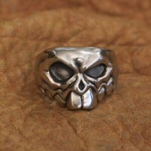 Front Tooth Cupronickel Skull Ring Biker Punk Jewelry CP107A US Size 7-15