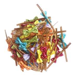 50Pcs 8cm Metallic Twist Ties Bow for Cake   Candy Food Cello Gifts Bags#2 - Picture 1 of 10