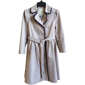 Anthropologie Elevenses Fair Lady Beige Tan Trench Long Coat Sz 2 XS Butterfly - Picture 1 of 10