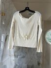 Valentino Roma Cream Sweater Size 40 W/sequin Bow Detail On Front…so Chic!