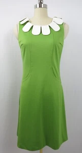 Adorable Lime Green Mod '60s Style Dress with Petal Collar by Fervour Size M - Picture 1 of 16