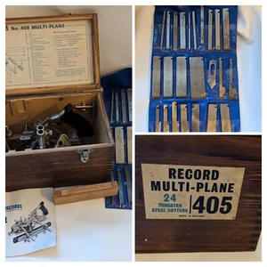 Record 405 Combination Woodworking Wood Plane Cutters Box Manual Complete - Picture 1 of 24