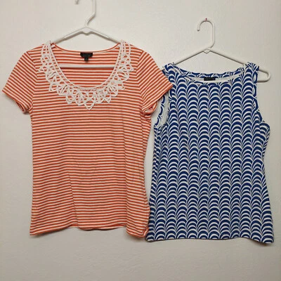 Camisas Talbots Talla Pequeña Prendas para el torso Lote de 2 Rayas Naranja Azul Cantidad 2 Talbot's Informales Foto 1 de 4