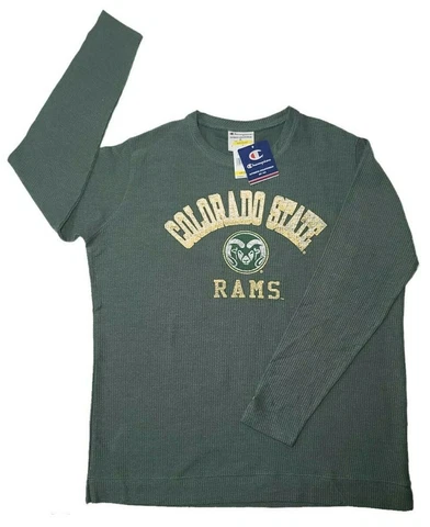 Champion Women Sweatshirt Size M L XL XXL Green CSU Colorado State Rams Ribbed Cover