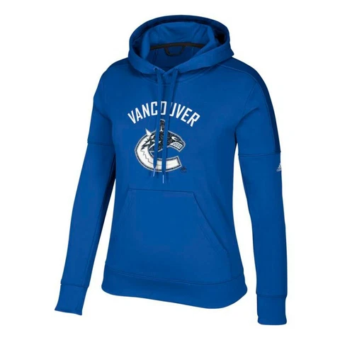 Vancouver Canucks NHL Adidas Women's "Logo Shine" Blue Hoodie Cover