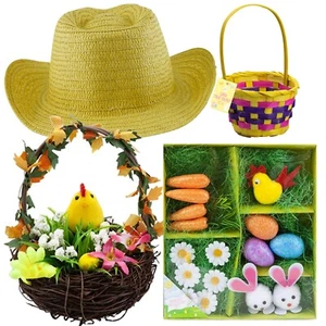 20PCS Easter Basket Stuffers, 54cm Stetson Hat, Nest Decorations Treat Bucket - Picture 1 of 19