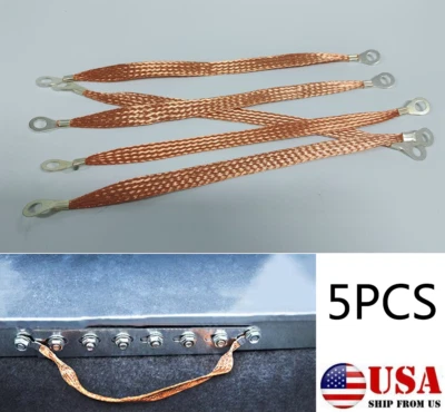 5X Protector de tira de cable de correa de unión a tierra de motor trenzado para automóvil 5/16" extremos 11,4" Foto 1 de 4